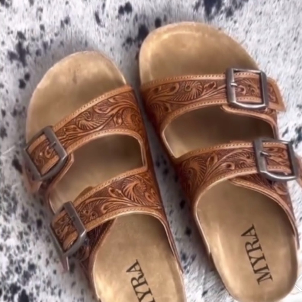 Myra Tooled Leather Sandals